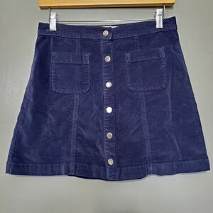 Urban Outfitters Mini Skirt Size Small Dark Blue Velvet Button Front Pockets